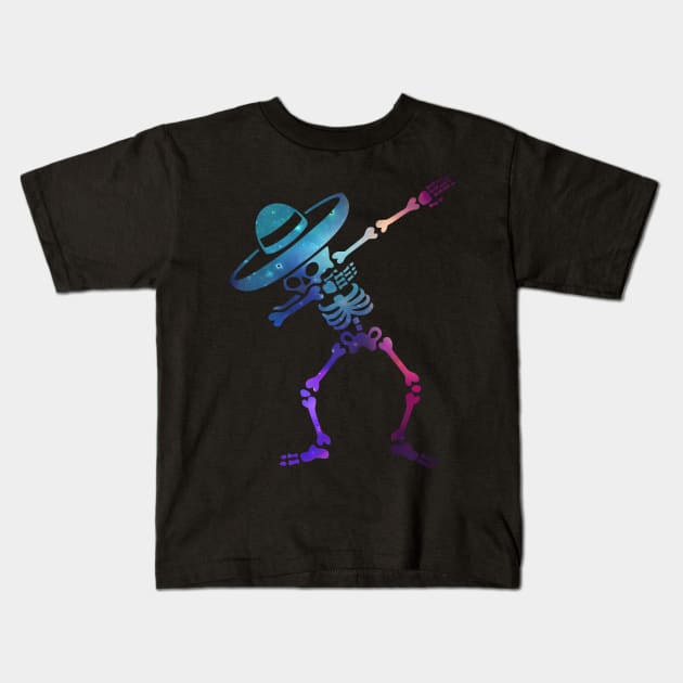 SKULL DIA DE MUERTOS DAB SPACE Kids T-Shirt by GeekCastle